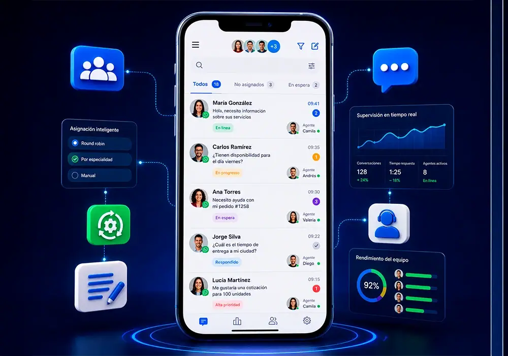 Gestión multiagente en WhatsApp: organiza tu equipo comercial